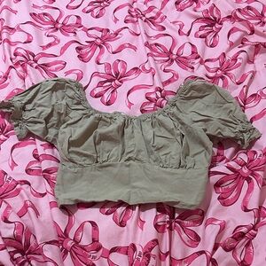 Khaki Off-Shoulder Blouse